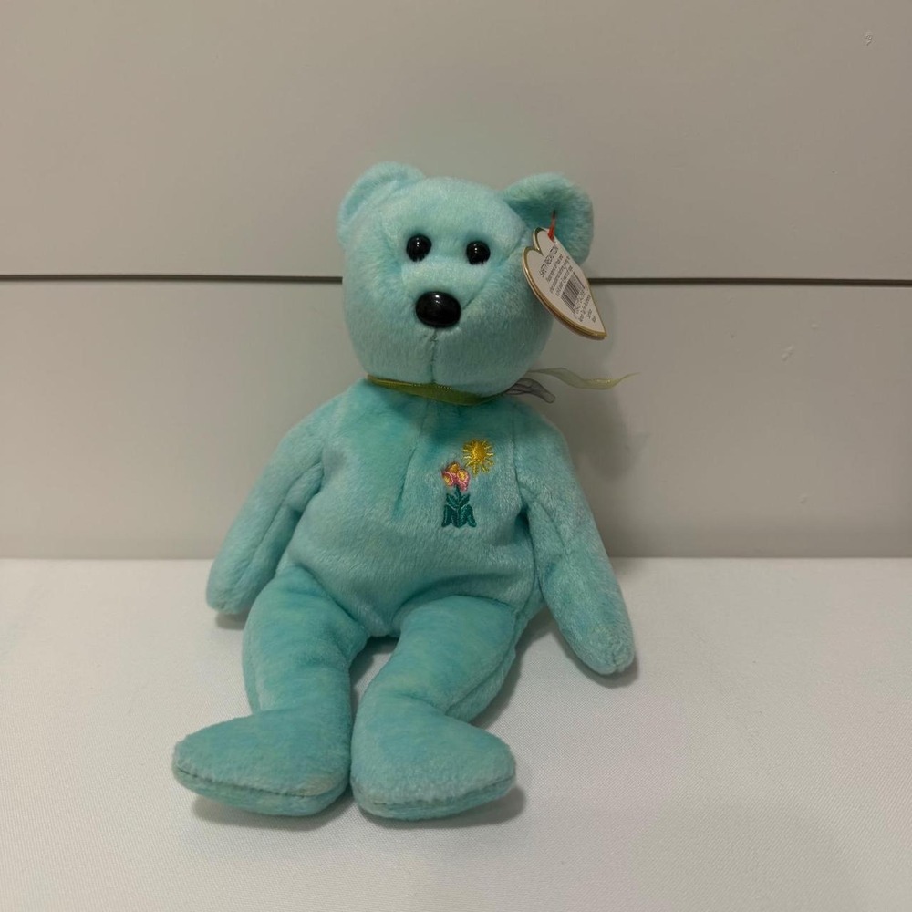 Ty Beanie Baby Ariel the Bear Turquoise Blue Plush Toy 2000 TAG ERROR